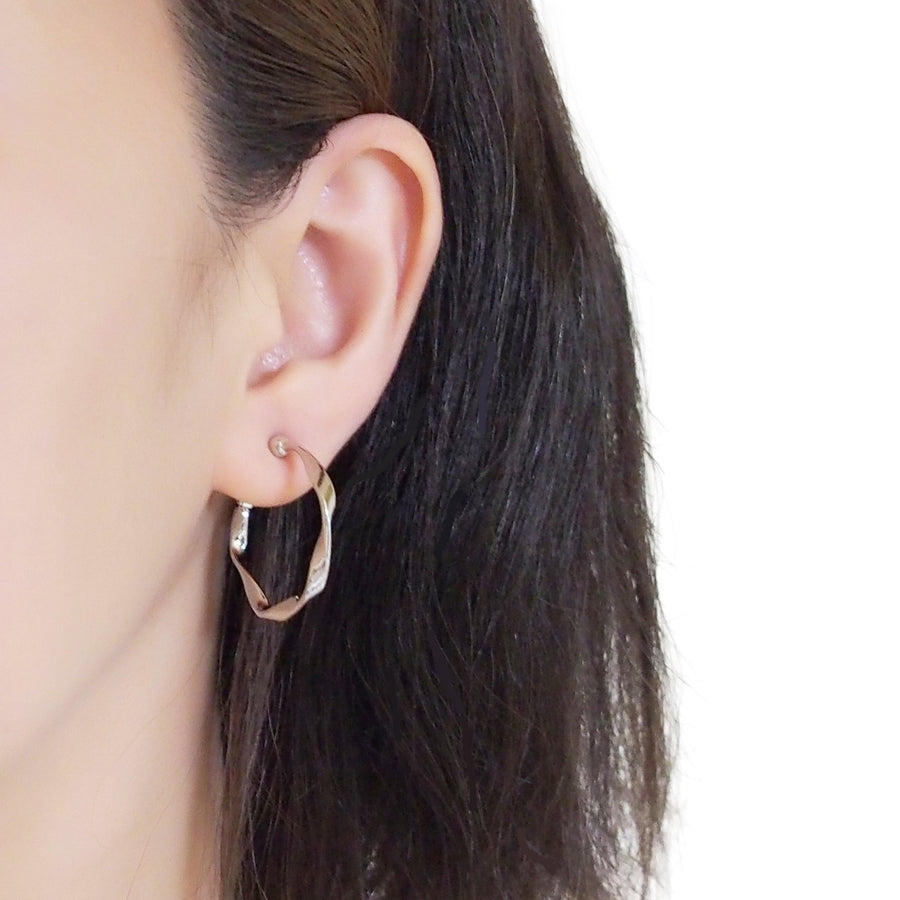 Silver 35mm Twisted Hoop Clip Angle Adjustable Invisible Spiral Clip On Earrings