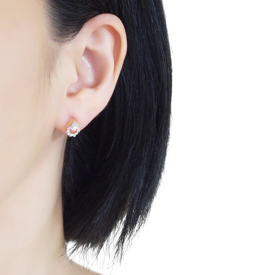 Aurora Borealis Swarovski Hoop Rhinestone Invisible Clip On Stud Earrings - miyabigracejewelry.com