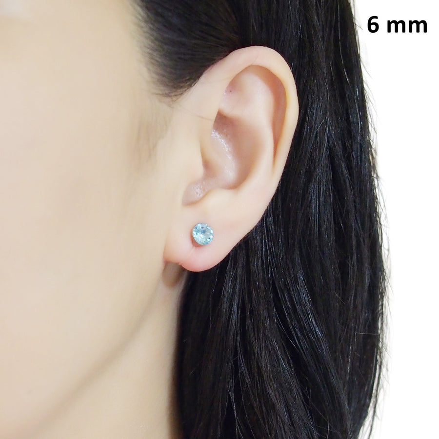 Aquamarin Swarovski crystal invisible clip on stud earrings - miyabigracejewelry.com