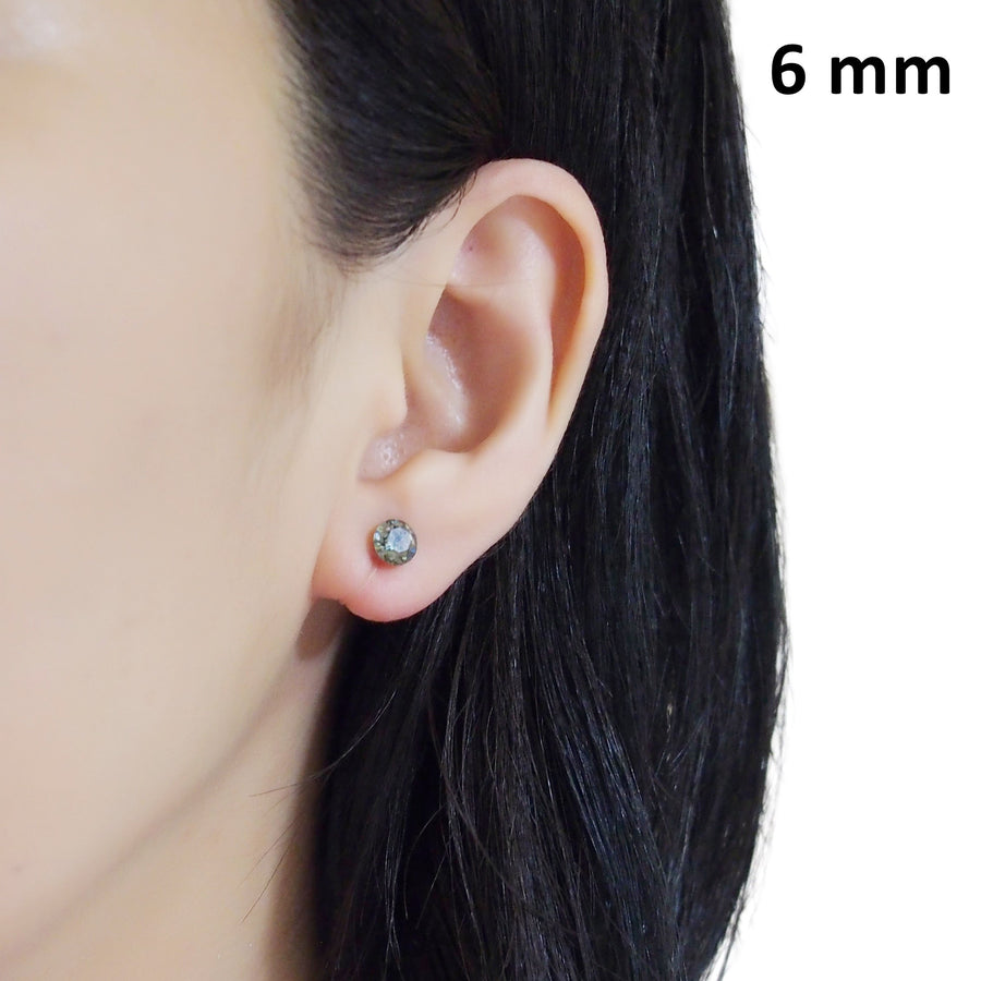 black diamond Swarovski crystal invisible clip on stud earrings - Miyabi Grace