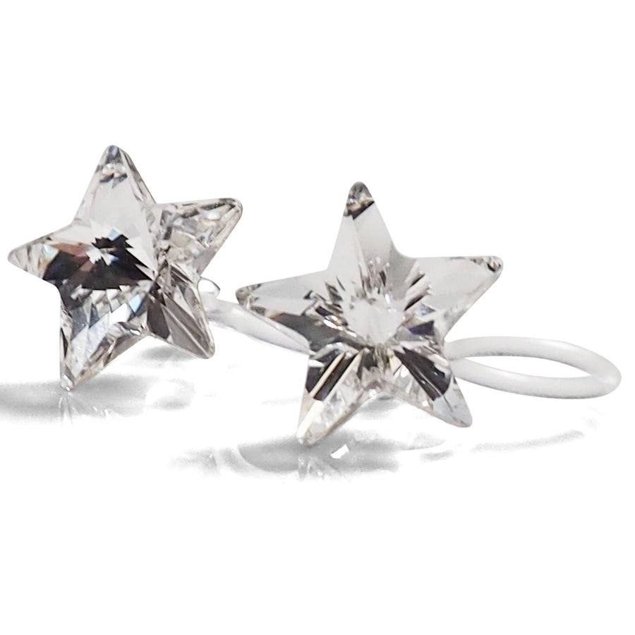 Star Swarovski crystal invisible clip on stud earrings - miyabigracejewelry.com