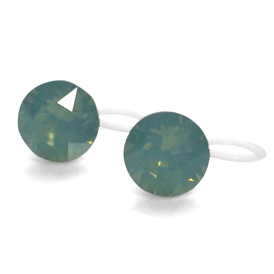 Mint Green Pacific Opal Swarovski crystal invisible clip on stud earrings - miyabigracejewelry.com