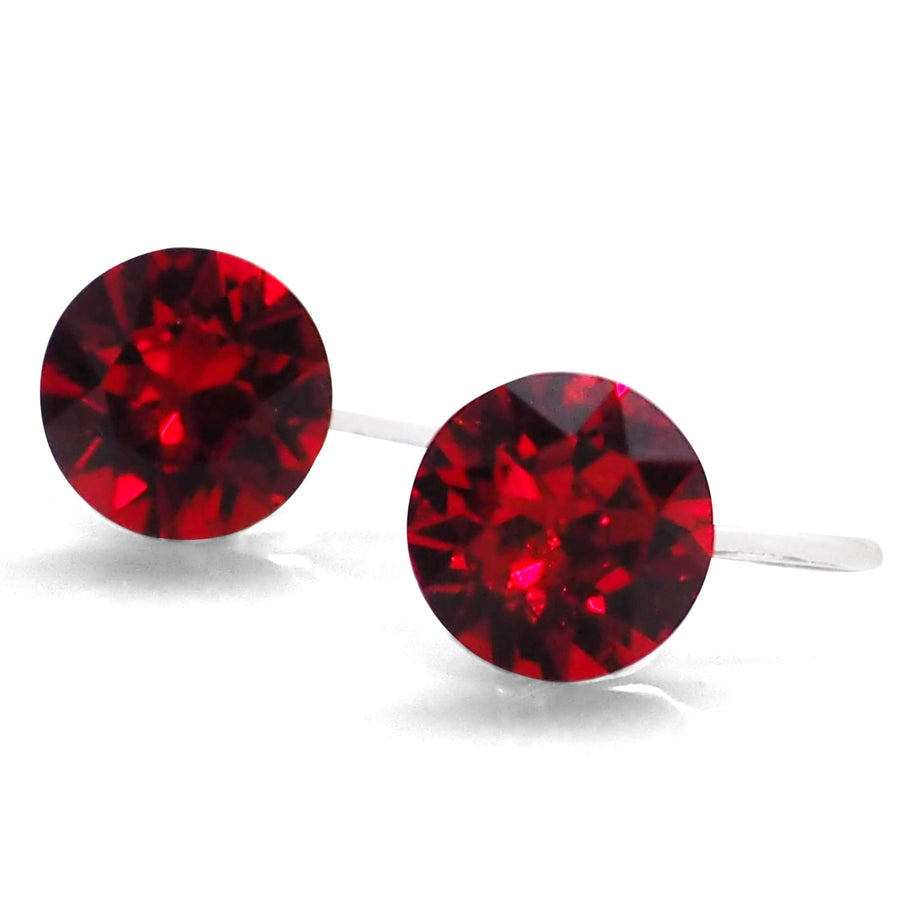Light Siam Red Swarovski crystal invisible clip on stud earrings - miyabigracejewelry.com