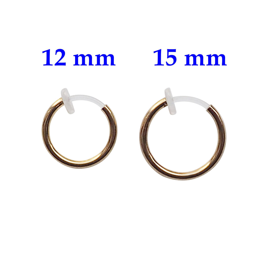 Gold 12mm 15mm Resin Clip On Hoop Earrings - Miyabi Grace