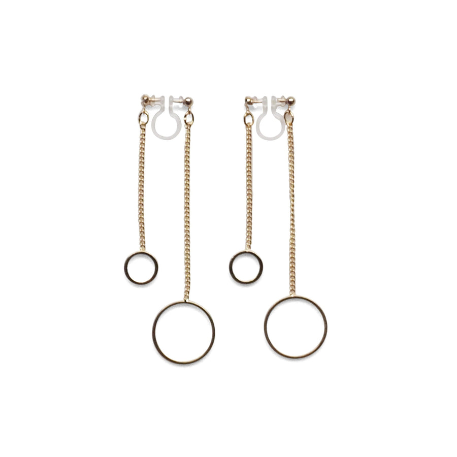 Double sided hoop invisible clip on earrings ( Gold tone ) - miyabigracejewelry.com