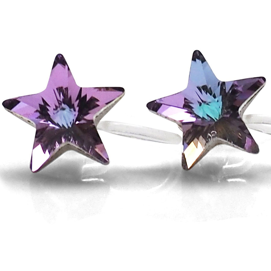 Vitrail Light Star Swarovski crystal invisible clip on stud earrings - miyabigracejewelry.com