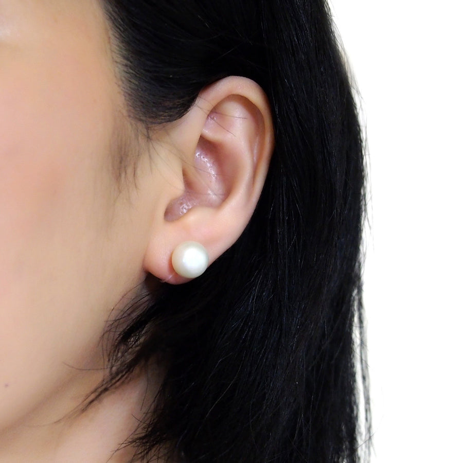 12 mm Freshwater pearl invisible clip on stud earrings - miyabigracejewelry.com