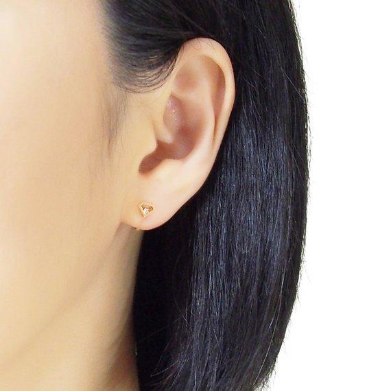 Cubic Zirconia Crystal Diamond Invisible Clip On Stud Earrings ( Gold tone ) - Miyabi Grace