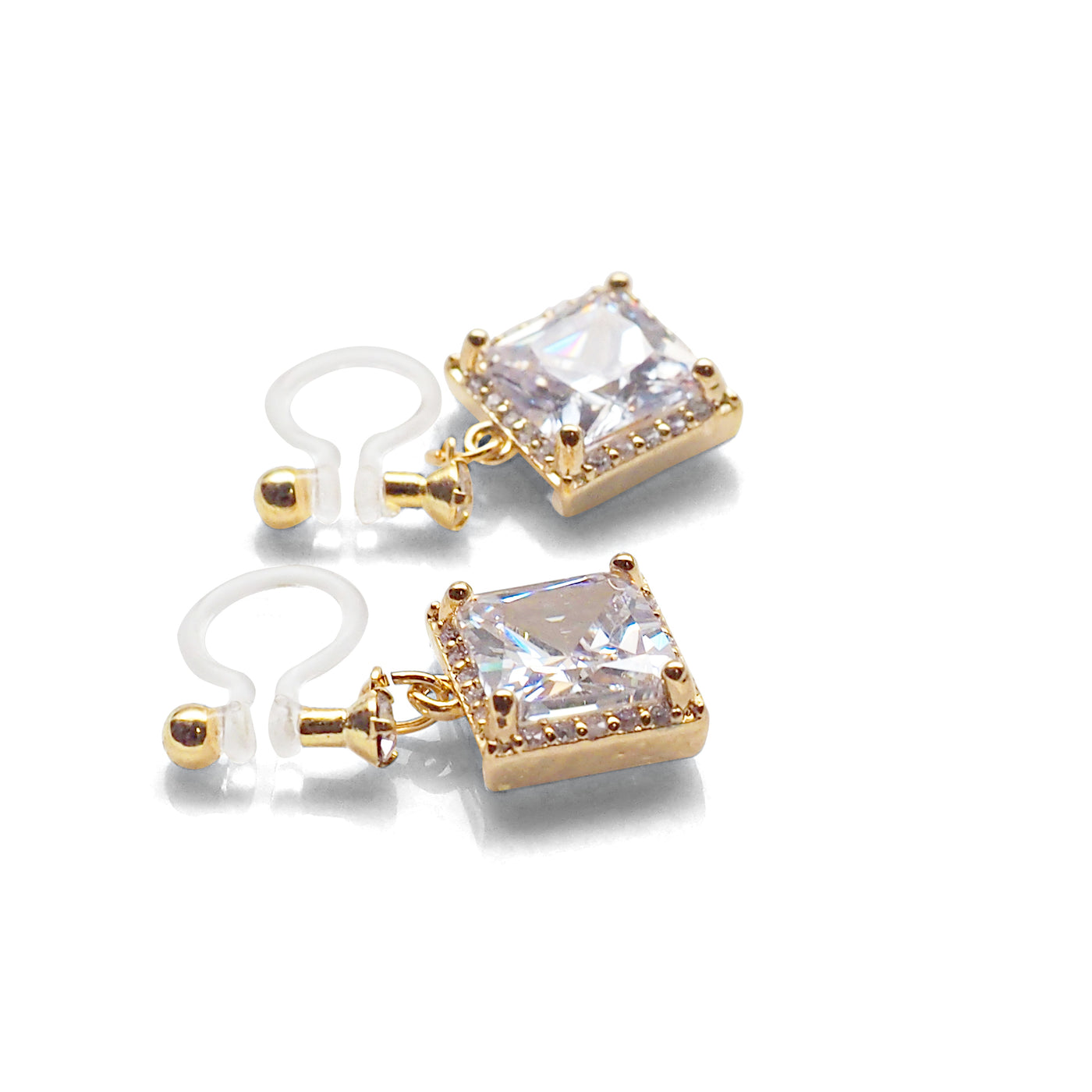 Comfortable and perfectly pierced look glamorous invisible clip on earrings for wedding