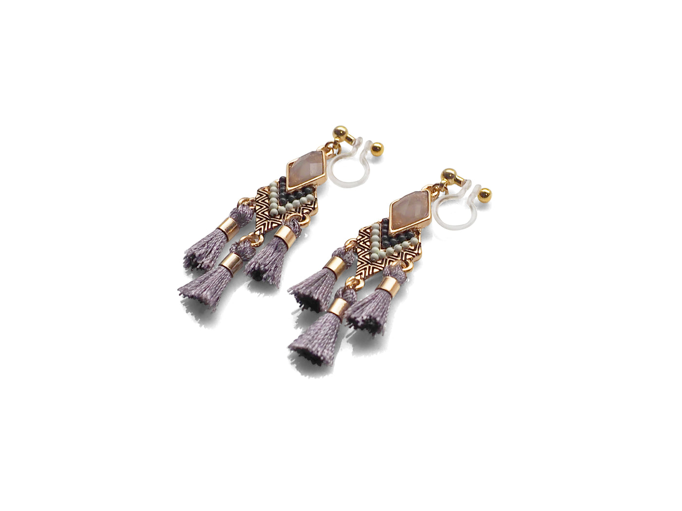 Trendy elegant tassel invisible clip on earrings