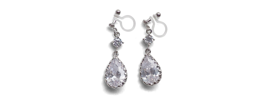 Cubic zirconia invisible clip on earrings