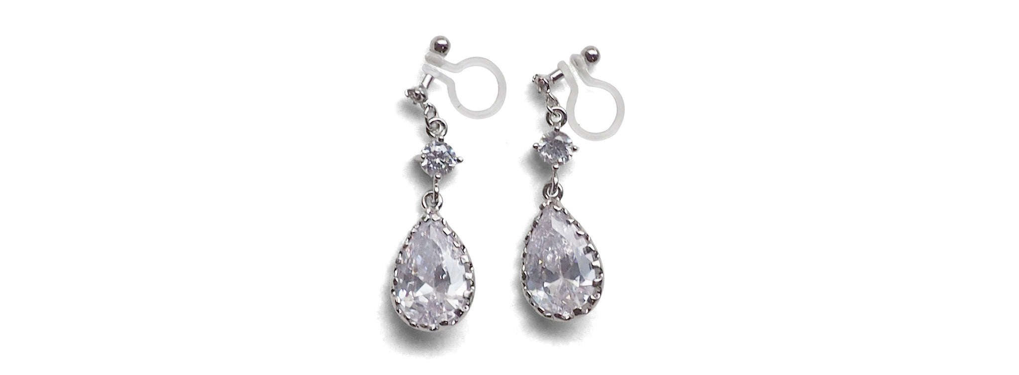 Cubic zirconia invisible clip on earrings
