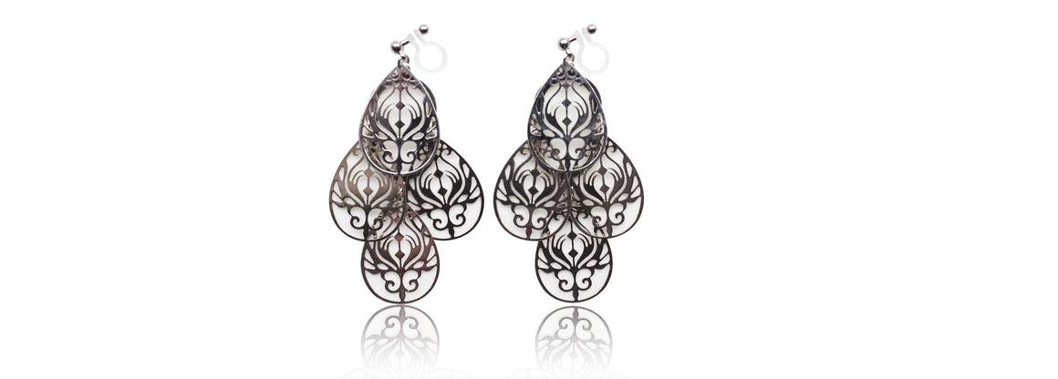 Filigree invisible clip on earrings