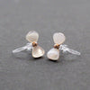Mother Of Pearl Bow Tie Invisible Clip On Stud Earrings (Gold tone) - Miyabi Grace