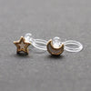 Mother Of Pearl Star and Moon Invisible Clip On Stud Earrings (Gold tone) - Miyabi Grace