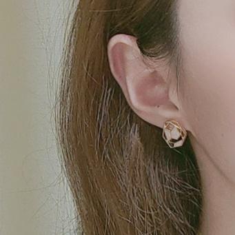 Organic Shaped White Mosaic Crystal Invisible Clip On Earrings