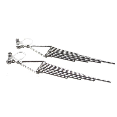 Silver fringe invisible clip on earrings - miyabigracejewelry.com