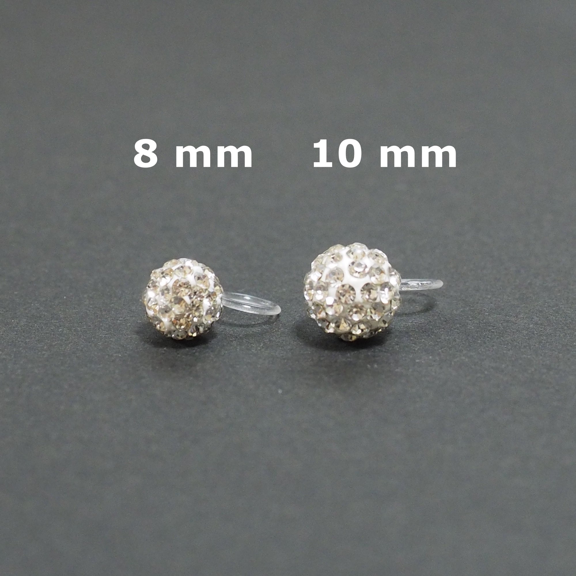 Rhinestone pave ball invisible clip on earrings - miyabigracejewelry.com