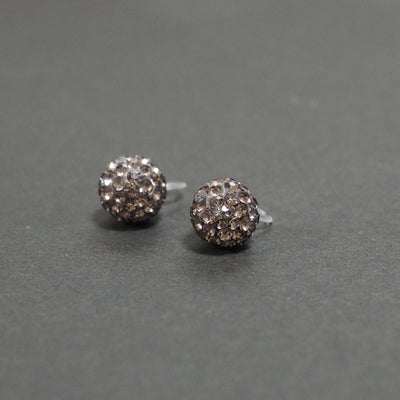 Black rhinestone pave ball invisible clip on earrings - miyabigracejewelry.com