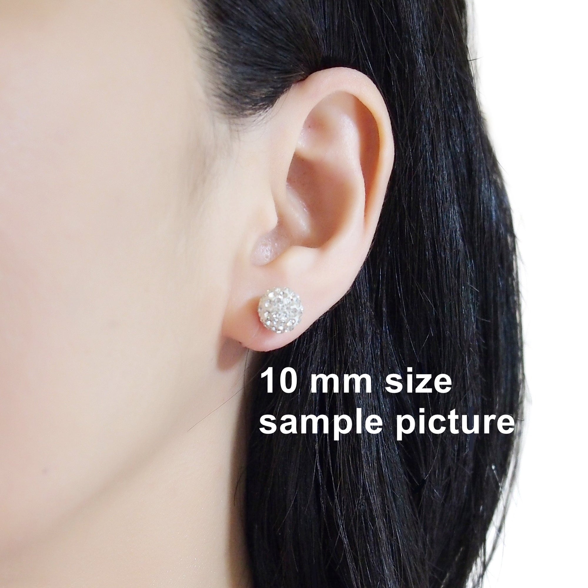 Black rhinestone pave ball invisible clip on earrings - miyabigracejewelry.com