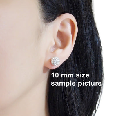 Black rhinestone pave ball invisible clip on earrings - miyabigracejewelry.com