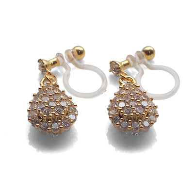 Bridal teardrop micro pave cubic zirconia invisible clip on earrings ( gold tone ) - miyabigracejewelry.com