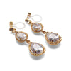 Bridal double teardrop cubic zirconia invisible clip on earrings ( gold tone ) - miyabigracejewelry.com