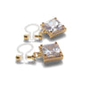 Bridal square cubic zirconia invisible clip on earrings ( gold tone ) - miyabigracejewelry.com