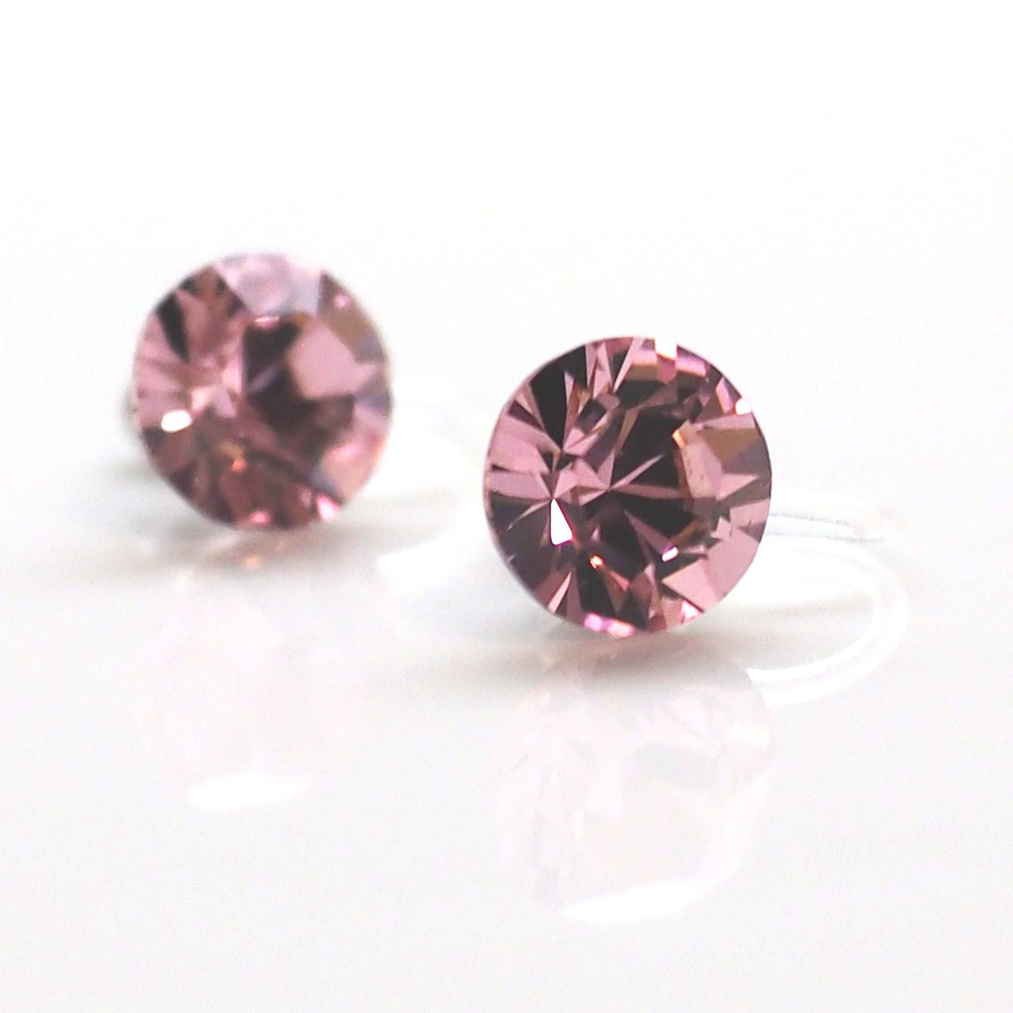 Light rose Swarovski crystal invisible clip on stud earrings - miyabigracejewelry.com