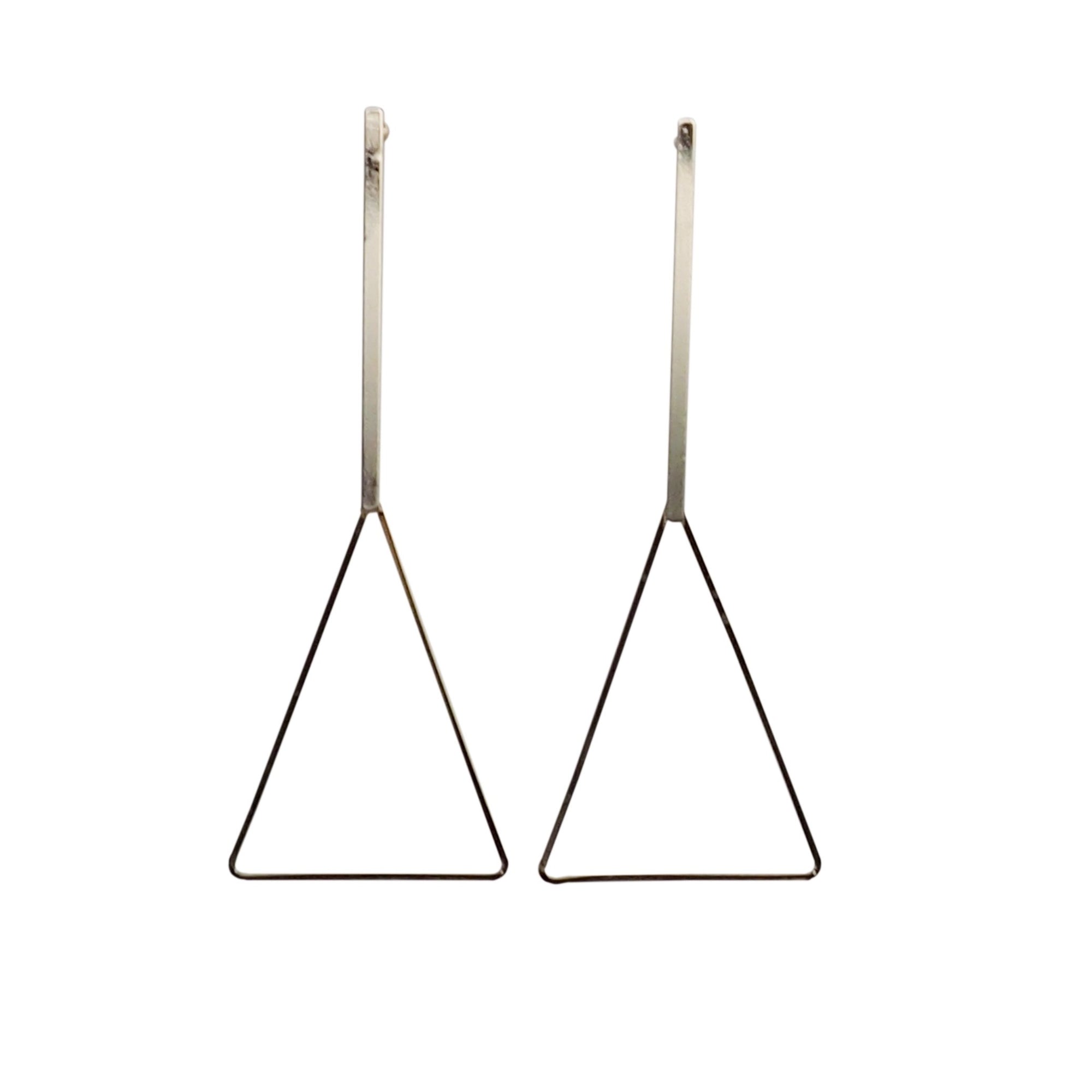 Bar and Triangle Hoop Invisible clip on stud earrings ( Gold tone ) - Miyabi Grace