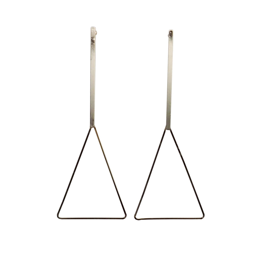 Bar and Triangle Hoop Invisible clip on stud earrings ( Gold tone ) - Miyabi Grace