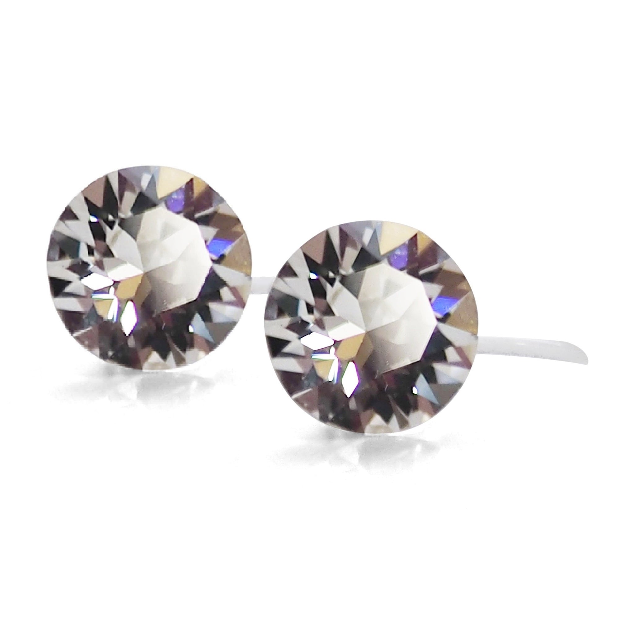 Swarovski crystal invisible clip on stud earrings - miyabigracejewelry.com