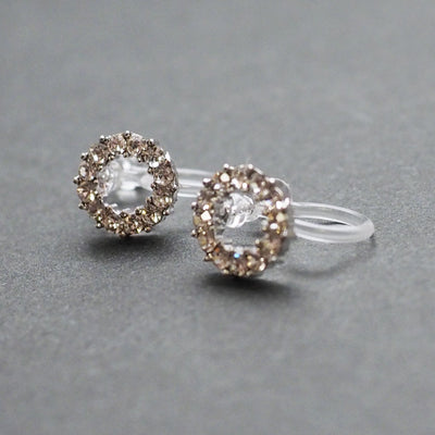 Crystal Open Circle Invisible Clip On Stud Earrings - Miyabi Grace