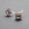 Light Blue Square Swarovski Invisible Clip On Earrings - Miyabi Grace