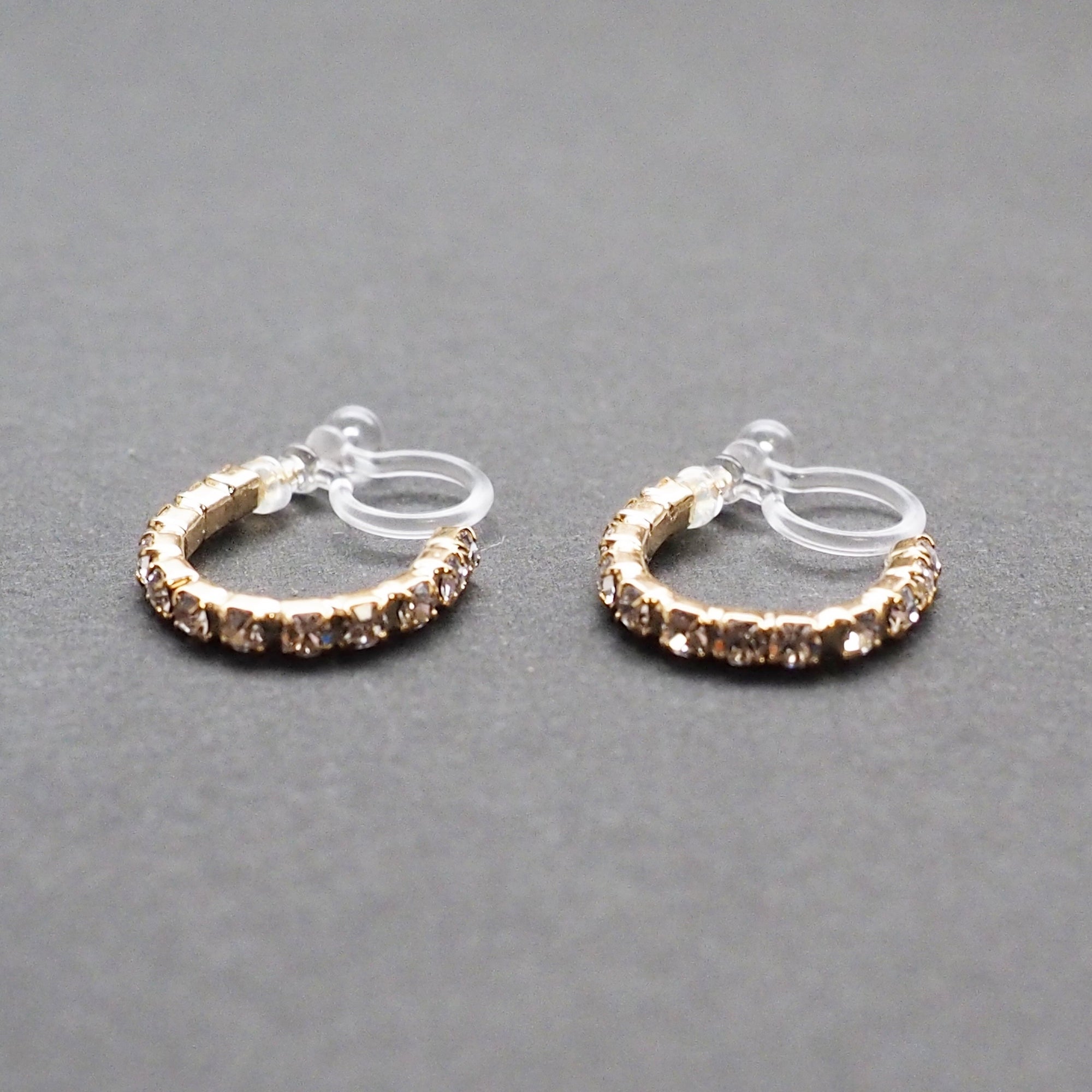Crystal Invisible Clip On Hoop Earrings (Gold tone) - Miyabi Grace