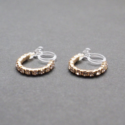 Crystal Invisible Clip On Hoop Earrings (Gold tone) - Miyabi Grace
