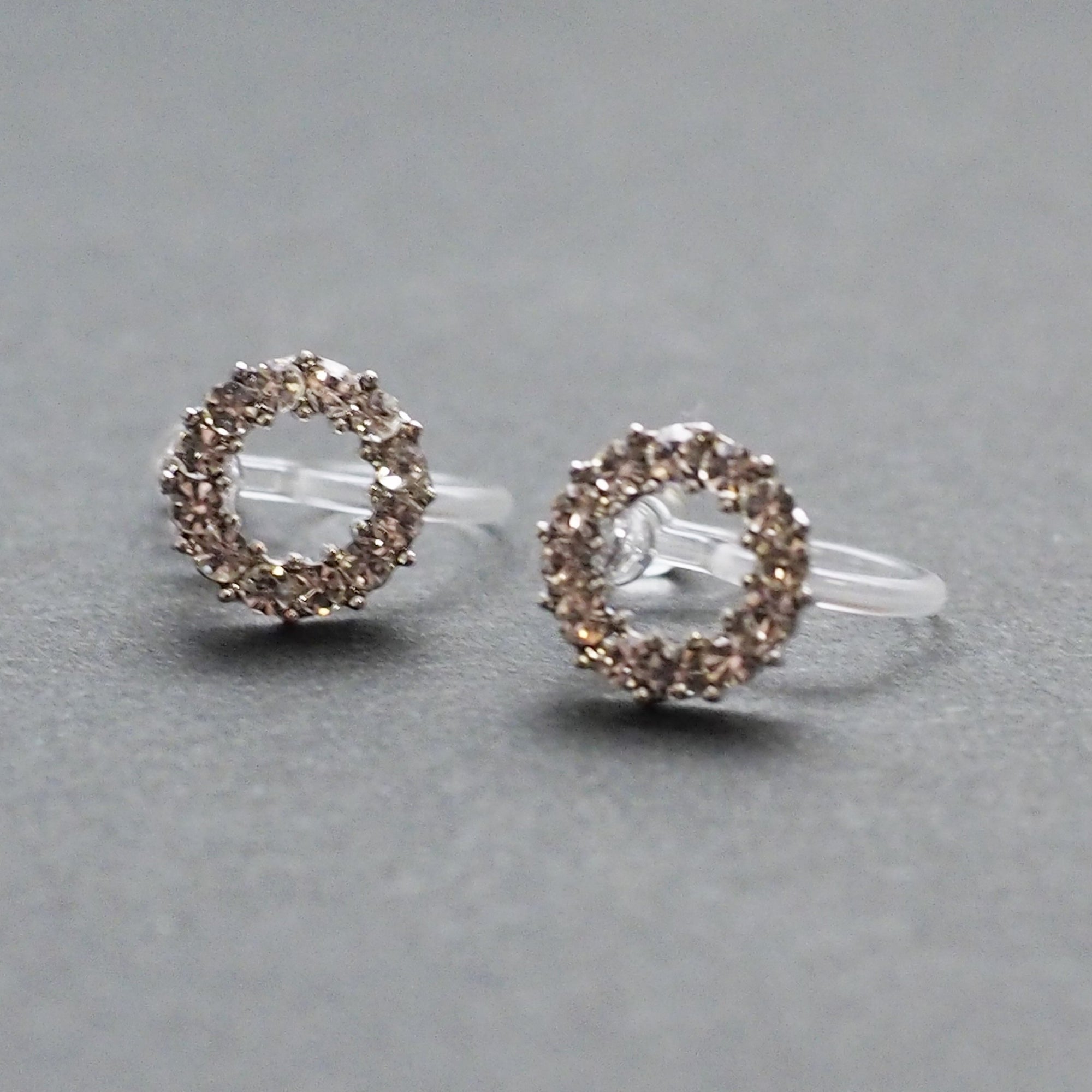 Crystal Open Circle Invisible Clip On Stud Earrings - Miyabi Grace