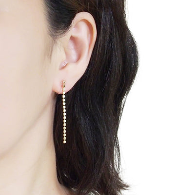 Dangle Small Dot Chain Invisible clip on stud earrings ( Gold tone ) - Miyabi Grace