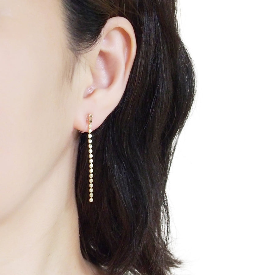Dangle Small Dot Chain Invisible clip on stud earrings ( Gold tone ) - Miyabi Grace