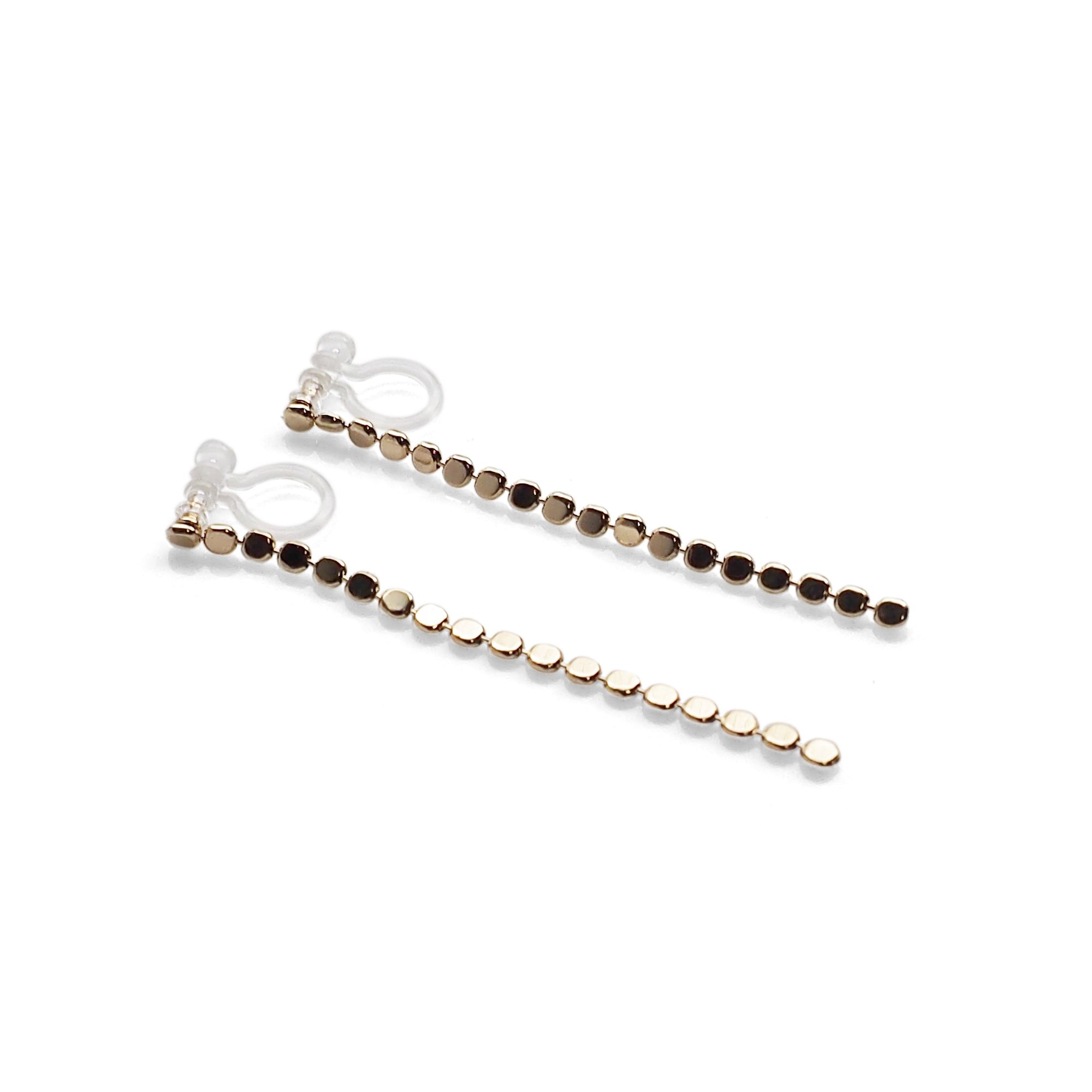 Dangle Small Dot Chain Invisible clip on stud earrings ( Gold tone ) - Miyabi Grace
