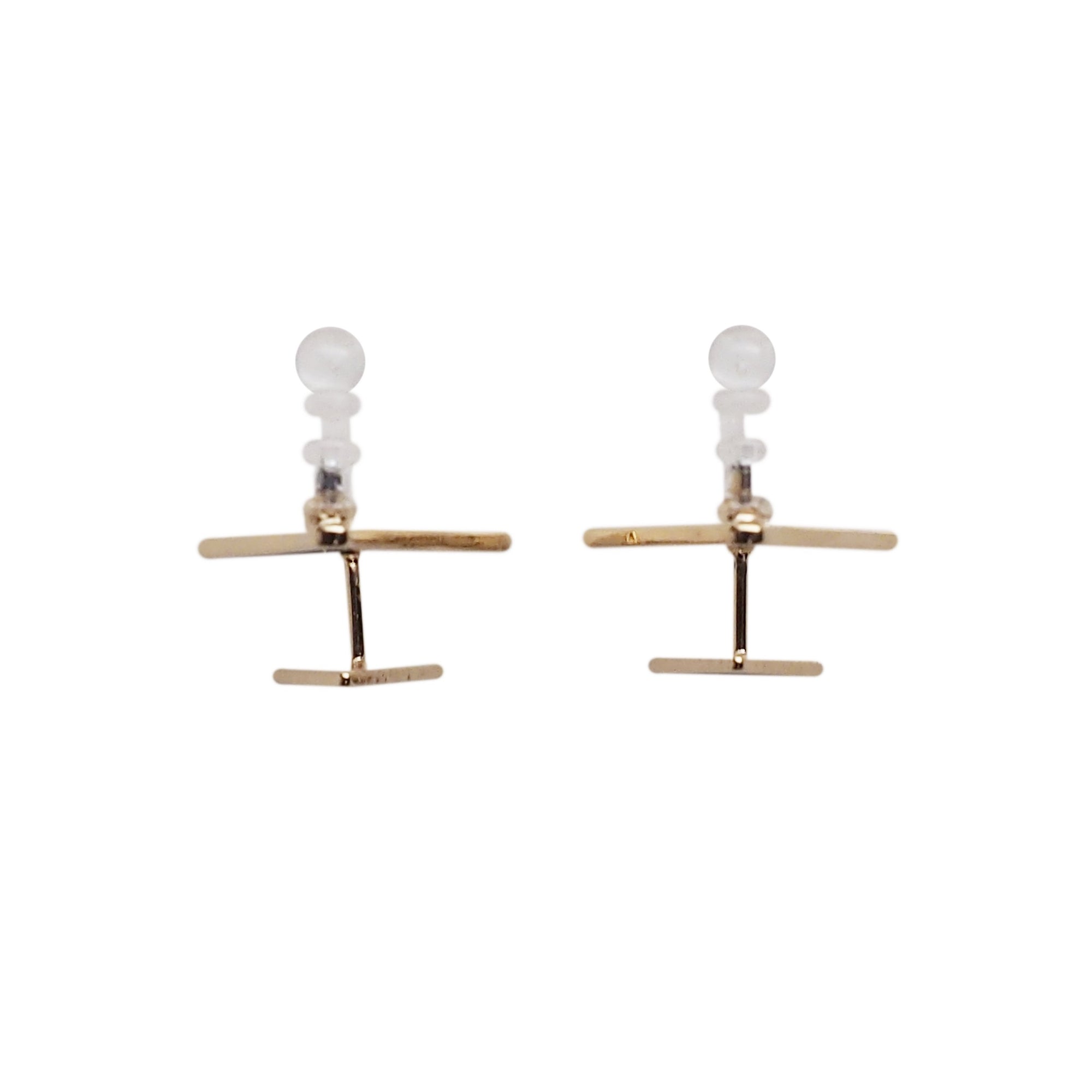 Dimentional Double Triangle Invisible clip on stud earrings ( Gold tone ) - Miyabi Grace