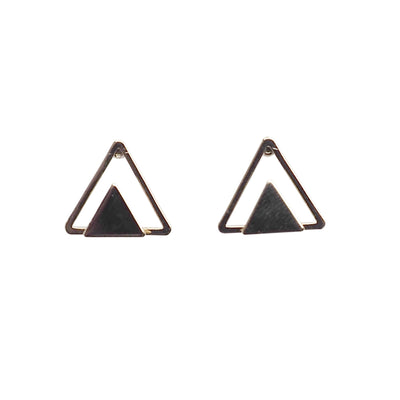 Dimentional Double Triangle Invisible clip on stud earrings ( Gold tone ) - Miyabi Grace