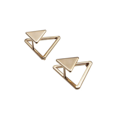 Dimentional Double Triangle Invisible clip on stud earrings ( Gold tone ) - Miyabi Grace