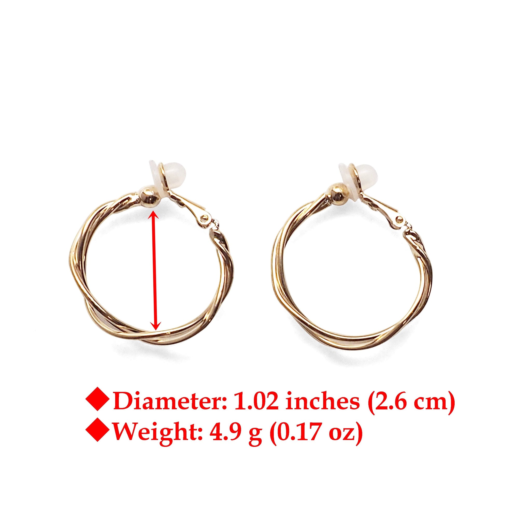 Gold Woven Clip On Hoop Earrings - Miyabi Grace
