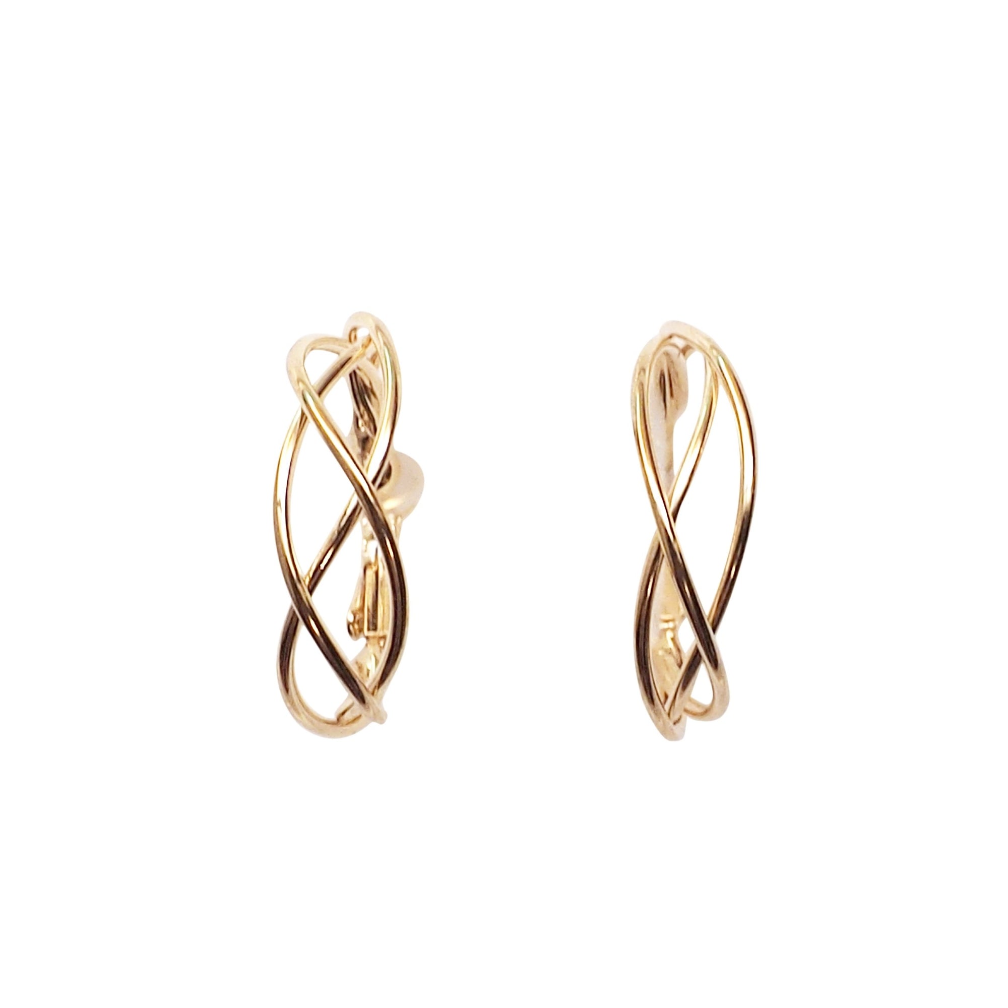 Gold Woven Clip On Hoop Earrings - Miyabi Grace