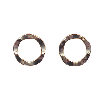 Flower Circle Hoop Invisible clip on stud earrings ( Gold tone ) - Miyabi Grace