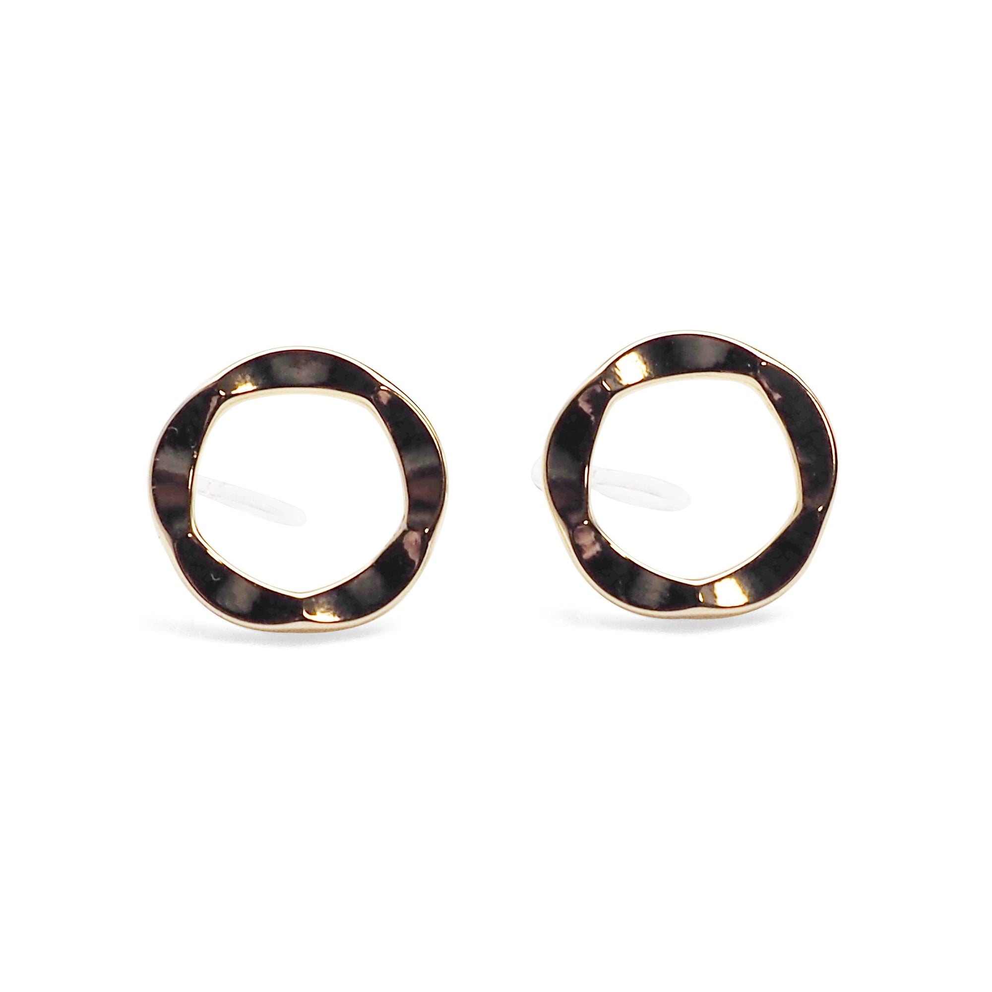 Flower Circle Hoop Invisible clip on stud earrings ( Gold tone ) - Miyabi Grace