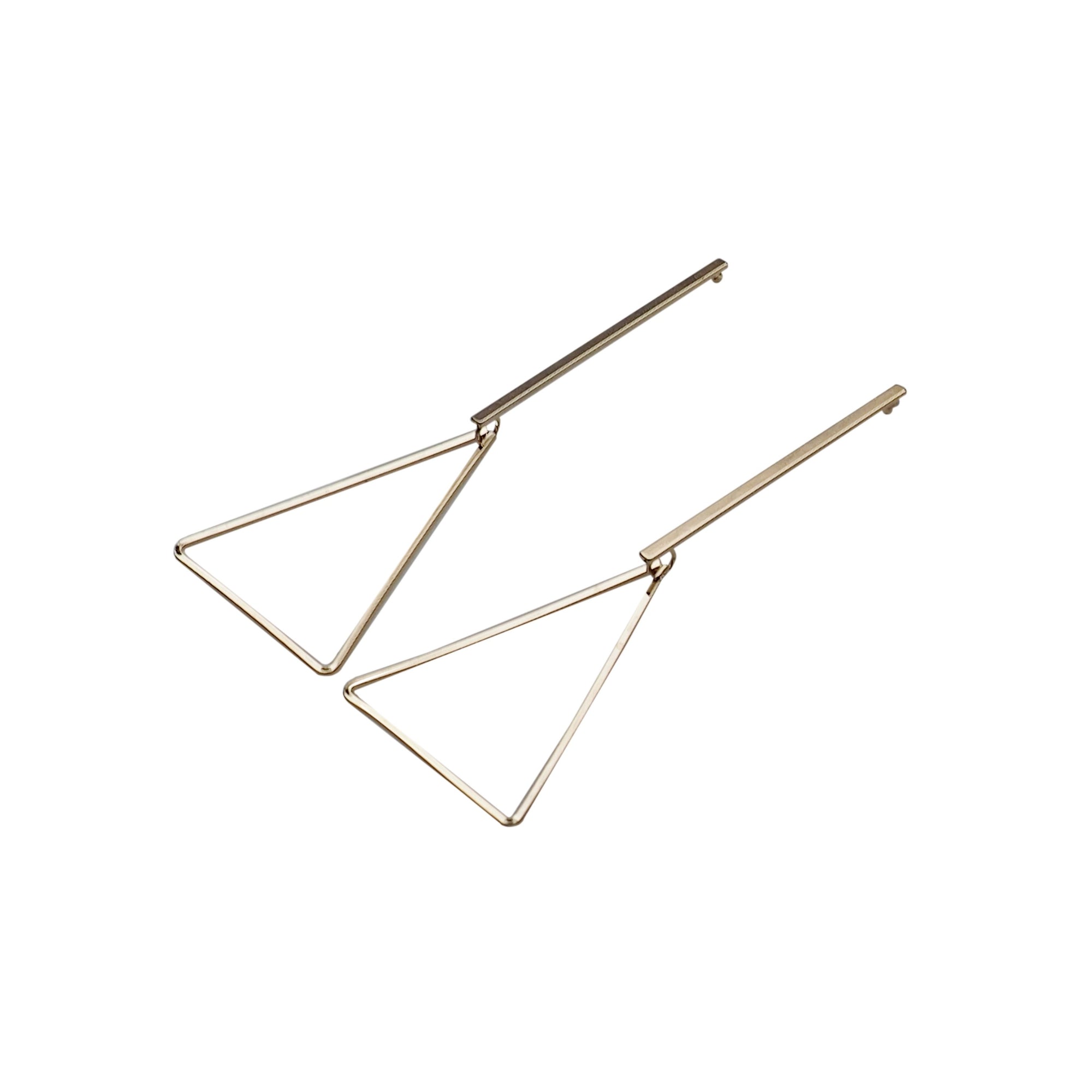 Bar and Triangle Hoop Invisible clip on stud earrings ( Gold tone ) - Miyabi Grace