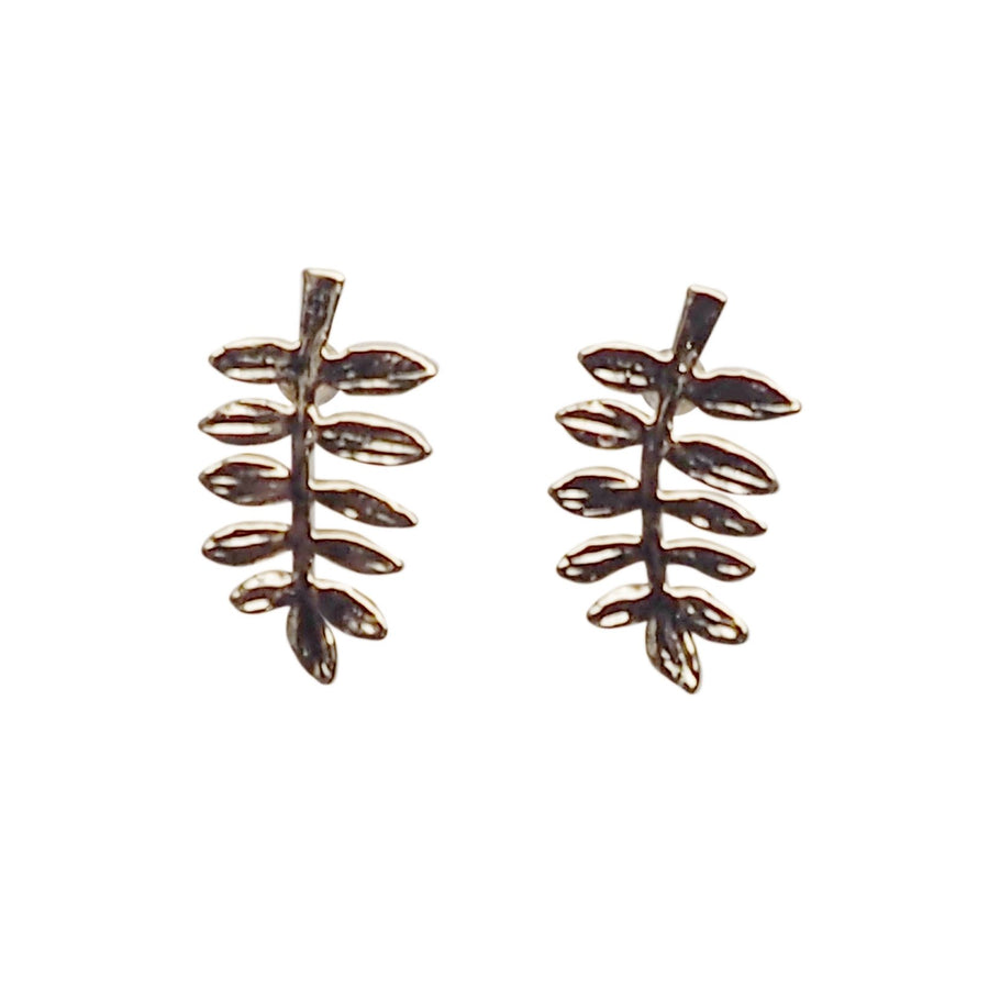 Tiny Leaf Invisible clip on stud earrings ( Gold tone ) - Miyabi Grace