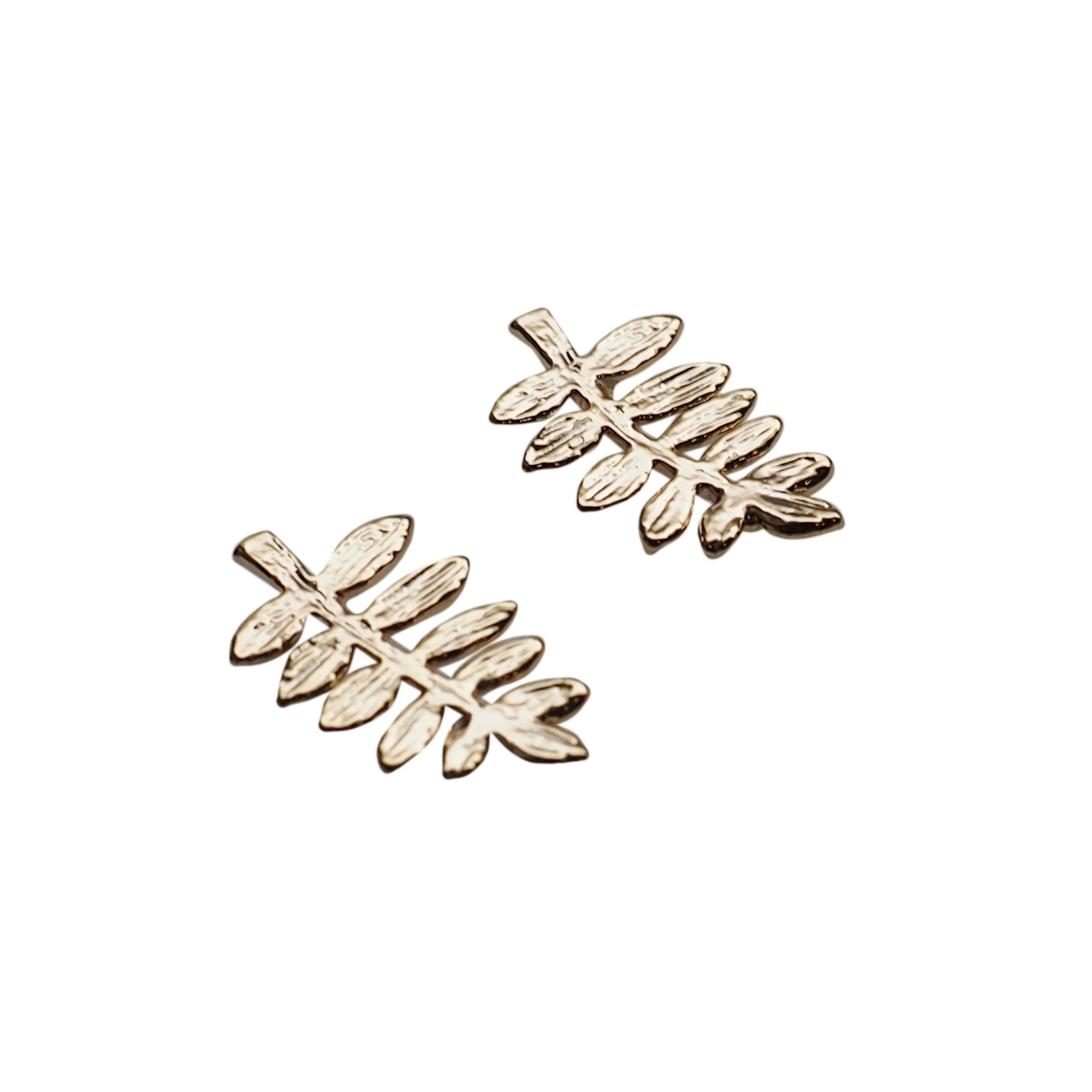 Tiny Leaf Invisible clip on stud earrings ( Gold tone ) - Miyabi Grace